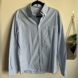 Brooks Brothers Button Down Dress Shirt White and Light Blue Stripes